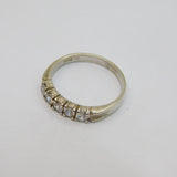 Sterling Silver 5 CZ Half Eternity Band Ring Vintage c1990 Size Q 1/2