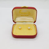 Sterling Silver Boxed Pair Of 5mm Round Pearl Stud Earrings Vintage c1970s