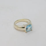 Sterling Silver Blue Topaz Solitaire Dress Band Ring Vintage c1990 Size L 1/2