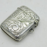 Art Deco Sterling Silver Floral Pattern Vesta Case Antique 1919 Birmingham