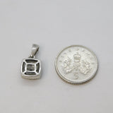 Sterling Silver 9 Stone Diamond Set Cushion Pendant Vintage c1970