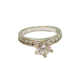 Sterling Silver Sparkling CZ 11 Stone Engagement Ring Modern c2000 Size J 1/2