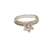 Sterling Silver Sparkling CZ 11 Stone Engagement Ring Modern c2000 Size J 1/2