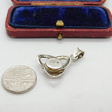 Sterling Silver Celtic Knot with Baltic Amber Charm Pendant Vintage c1970