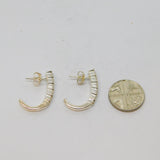 Pair of Sterling Silver Multi Stone Paste Set Curved Stud Earrings Vintage c1970