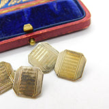 9ct Gold on Sterling Silver Engine Turned Cufflinks Antique c1930 Art Deco