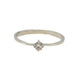 Sterling Silver Minimalist Spinel Solitaire Stacking Ring Modern c1990 Size Q
