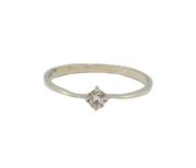 Sterling Silver Minimalist Spinel Solitaire Stacking Ring Modern c1990 Size Q