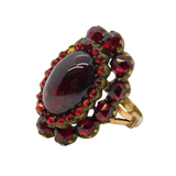 19th Century Austro-Hungarian Rolled Gold Bohemian Garnet Dress Ring Antique