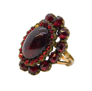 19th Century Austro-Hungarian Rolled Gold Bohemian Garnet Dress Ring Antique