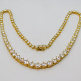 Sterling Silver Gilt Graduating Paste Set Sparkling Necklace Vintage c1990s