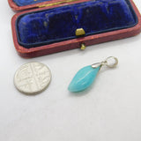 Sterling Silver and Blue Glass Charm Pendant Vintage c1970