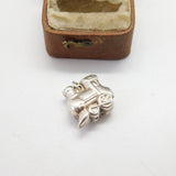 Sterling Silver Steam Train Puffy Charm Pendant Vintage c1970