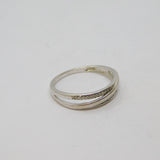 Sterling Silver Channel Set Diamonds Crossover Dress Ring Vintage c2000 Size T