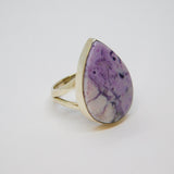 Sterling Silver Purple Agate Peardrop Dress Ring Vintage c1970 Size K 1/2