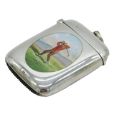 Edwardian Sterling Silver Enamel Golf Interest Vesta Case Antique 1909 Chester