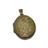 Sterling Silver Floral Pattern Oval Double Locket Charm Pendant Vintage 1980