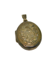 Sterling Silver Floral Pattern Oval Double Locket Charm Pendant Vintage 1980