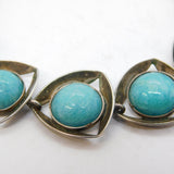 South African Sterling Silver & Amazonite Set Panel Bracelet Vintage c1970s