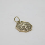 Sterling Silver Octagonal St Christopher Travel Charm Pendant Vintage c1970s