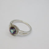Sterling Silver Mystic Sapphire & White Sapphire Ring Vintage c1970 Size N 1/2