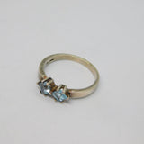 Sterling Silver Double Blue Topaz Modernist Dress Ring Vintage c1970 Size P