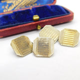 9ct Gold on Sterling Silver Engine Turned Cufflinks Antique c1930 Art Deco