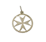 Sterling Silver Patterned Textured Maltese Cross Charm Pendant Vintage c1970