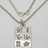 Irish Sterling Silver Twelve Zodiac Symbols Ingot Pendant Necklace Vintage