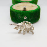 Sterling Silver Cast Lucky Trunk Up Elephant Charm Pendant Vintage c1970