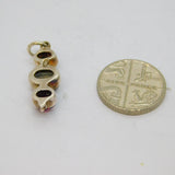 Sterling Silver Graduating Moonstone & Garnet Stick Drop Pendant Vintage c1970
