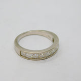Sterling Silver 9 CZ Square Set Half Eternity Band Ring Modern c2000 Size O 1/2