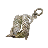 Sterling Silver Pisces Fish Zodiac Pendant Vintage c1970s