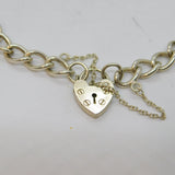 Sterling Silver Heart Padlock Clasp Curb Chain Bracelet Vintage c1970s