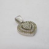 Sterling Silver White Spinel Set Heart Charm Pendant Vintage c1970s