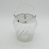 Victorian Sterling Silver Mounted Fluted Glass Biscuit Barrel Antique 1897