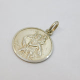 Sterling Silver Matte Double-Sided St Christopher Travel Pendant Vintage c1950s