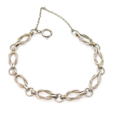 Sterling Silver Square Knot Style With Safety Chain Bracelet Contemporary c2000