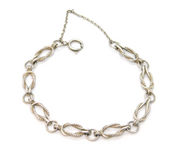 Sterling Silver Square Knot Style With Safety Chain Bracelet Contemporary c2000