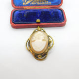 Victorian Rolled Gold Carved Shell Cameo Brooch Pin c1900 Antique