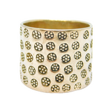 Sterling Silver Wide Flower Pattern Band Studio Ring Vintage c1970 Size K 1/2