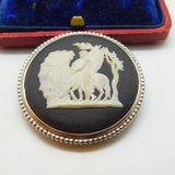 Sterling Silver & Wedgewood Jasperware Classical Brooch Vintage 1973 London