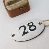 Victorian Enamel 'No. 28' Plaque Label Antique c1900
