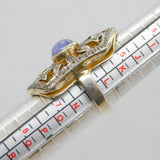 Sterling Silver Gilt Diamond & Iolite Art Deco Dress Ring Antique c1930 Size M