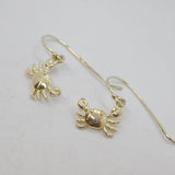 Pair of Sterling Silver Cancer Horoscope Symbol Crab Drop Earrings Modern c1990