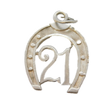 Sterling Silver 21st Birthday Lucky Horseshoe Charm Pendant Vintage c1970s