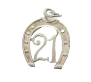 Sterling Silver 21st Birthday Lucky Horseshoe Charm Pendant Vintage c1970s