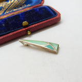 Sterling Silver and Green Mother of Pearl Pendant Vintage c1970