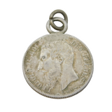 19th Century Sterling Silver Belgian King Leopold II 50 Cs Coin Charm Pendant
