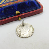 King George III Sterling Silver Sixpence Coin Charm Pendant 1819 Antique
